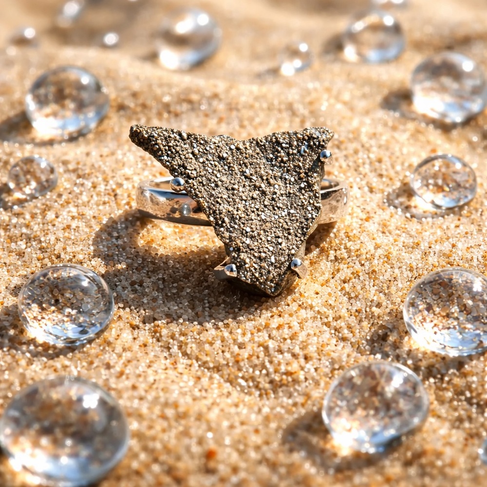 Rainbow Pyrite Druzy Ring - Picture 10 of 14